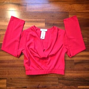 Elegant Red Women's Top, Drop-Neckline, Sz: Medium